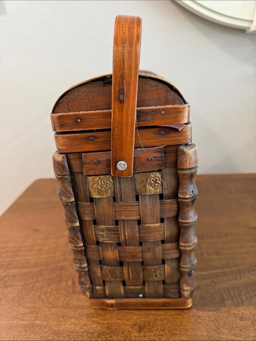 Woven Wood Decorative Basket Box - Brown